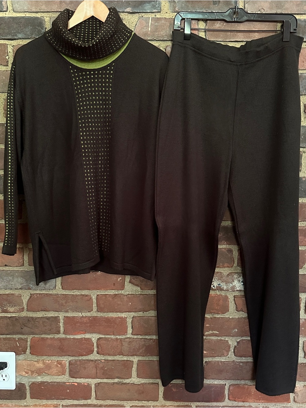 Sabri Ozel Angel | pants + turtleneck sweater pants set XL wool blend